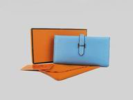 Hermes Dogon Clemence Leather Wallet In Light Blue H0005F
