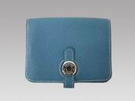 Hermes Dogon Clemence Leather Purse Medium Blue HS001A
