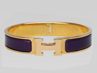 Hermes Click H Logo Enamelled Bracelet Rose Purple & Gold H58965
