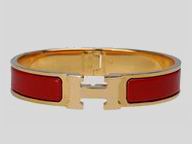 Hermes Click H Logo Enamelled Bracelet Red Gold H58965
