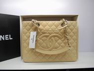 Chanel Caviar Grand Shopper Tote Bag Beige(Silver) A50995BS