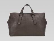 Bottega Veneta Calfskin Leather Woven Bag Taupe Brown BV450746