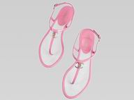 2013 Chanel Golden CC Patent Leather Sandals In Pink CH44301