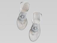 2013 Chanel Golden CC Denim Camellia Sandals In Gray CH44281