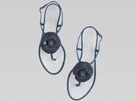 2013 Chanel Golden CC Denim Camellia Sandals In Blue CH44282