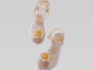 2013 Chanel Double C Camellia Strappy Sandals Golden A42029
