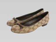 Gucci Tan/Light Splash GG Patent Horsebit Bow Flats 317911
