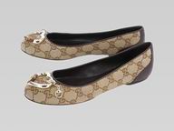 Gucci Beige/Brown canvasHeart Bit ballet flats Shoes 317585