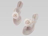 Chanel Double C Camellia Flip-Flops Sandal In Off-white 225959