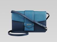 Prada Saffiano Lux Nzv Cowhide Gold Logo Blue/Deep Blue PR524553