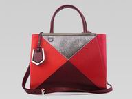 Fendi 2Jours Calfskin Leather Hand/shouldbag Red/Silver 8BH253