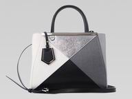 Fendi 2Jours Calfskin Leather Hand/shouldbag Black/Silver 8BH254