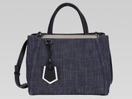 Fendi Petit 2Jours Denim Canvas Hand/shouldbag Black F508259