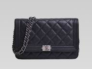 Chanel Caviar Leather Woc Boy Bag Black (Silver) A68912