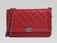 Chanel Caviar Leather Woc Boy Bag Red (Silver) A68911
