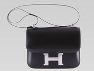 Hermes Box Leather Constance Bag Micro Mini Black(Silver) H86558
