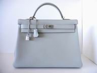 Hermes Kelly 35cm Toge Leather Palladium Hardware Bag Gris Perle H76291
