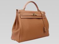 Hermes Clemence Leather Kelly 40cm Bag Yellowish-Brown H587880