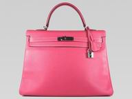 Hermes Rose Tyrien Pink Epsom Leather 35cm Kelly Palladium Hardware H37356