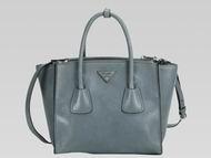 Prada Glace Shiny Calfskin Triangle Logo Medium Bag Gray P537985