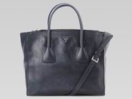 Prada Glace Shiny Calfskin Triangle Logo Bag In Blue P873259