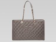 CHANEL Caviar Large Grand Shopper Tote Bag Gray(Gold) A548289