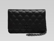 Chanel CC Logo Lambskin Woc Bag Silver Chain Black A55317