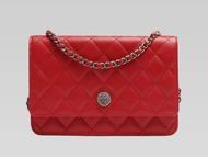 Chanel Retro CC Caviar Woc mini Flap Bag Silver Red A58743