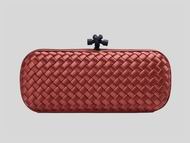 Bottega Veneta Satin Intreccio Impero Ayers Stretch Knot Dark Red BV53566