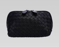 Bottega Veneta Lambskin Weave Make Up Pocket Black BV47674