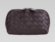 Bottega Veneta Lambskin Weave Make Up Pocket Coffee BV58244