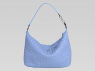 Bottega Veneta Brunito Intrecciato Grosgrain Shoulder Bag Water Blue BV239982
