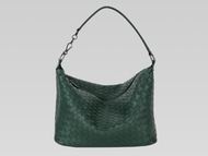 Bottega Veneta Brunito Intrecciato Grosgrain Shoulder Bag Bottle Green BV239983