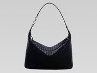 Bottega Veneta Brunito Intrecciato Grosgrain Shoulder Bag Black BV239985