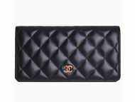 Chanel Classic CC Lambskin Long Wallet Black Gold A59961