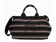 Prada Denim Canapa Stampata Triangle Large Bag Black/Coffee BN58530