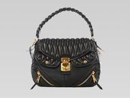 Miu Miu Matelasse Lux Nappa Leather Handbag In Black RR1889