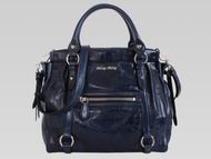 Miu Miu Vitello Lux Calfskin Shoulder Bag In Deep Blue RN0954DB