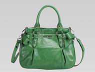Miu Miu Vitello Lux Calfskin Bow Satchel Handbag Gray RNN955GR