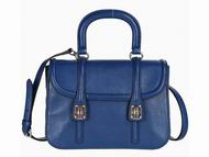 Miu Miu Madras Pink Textured Leather Handbag In Blue RN1069
