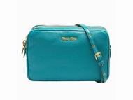 MIU MIU Pebble-finish Madras Piccole Borse Peacock Blue 5BH540