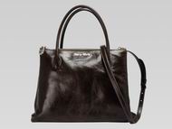Miu Miu Glossed Leather Tote Bag In Deep Brown RNB941DB