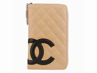 Chanel Cambon Lambskin Black CC Wallet In Cream A77168