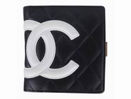 Chanel Lambskin Cambon Black and White CC Logo Wallet A26720BAW