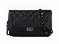 Chanel Lambskin Anti-Silver Chain Boy Bag Black A54768