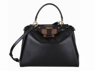 FENDI Regular Peekaboo Calfskin Shoulder Bag PequinXBlack 8BN226-Q4J-F0G52