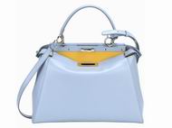 FENDI Regular Peekaboo Calfskin Shoulder Bag YellowXLight Blue 8BN226-Q4J-F0G59