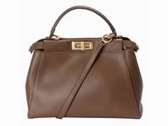 FENDI Regular Peekaboo Calfskin Shoulder Bag PequinXCoffee 8BN226-Q4J-F0G51