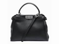 FENDI Regular Peekaboo Calfskin Shoulder Bag In Black 8BN226-Q4J-F0G59