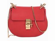 Chloe Drew Grain Leather Golden Chain Bag Red CH78985